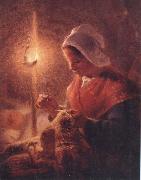 Jean Francois Millet Woman Sewing by Lamplight china oil painting reproduction